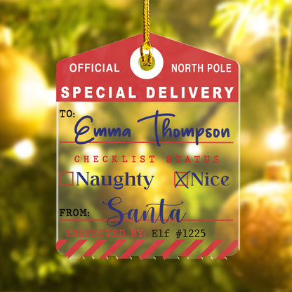 Custom Special Delivery Christmas Acrylic Ornament