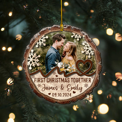 Custom Couple Photo 2-Layer Wood Ornament