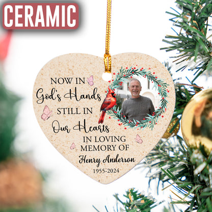 Custom Christmas Cardinal Memorial Photo Ornament