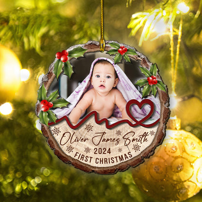 Custom Baby Photo 2-Layer Wood Ornament