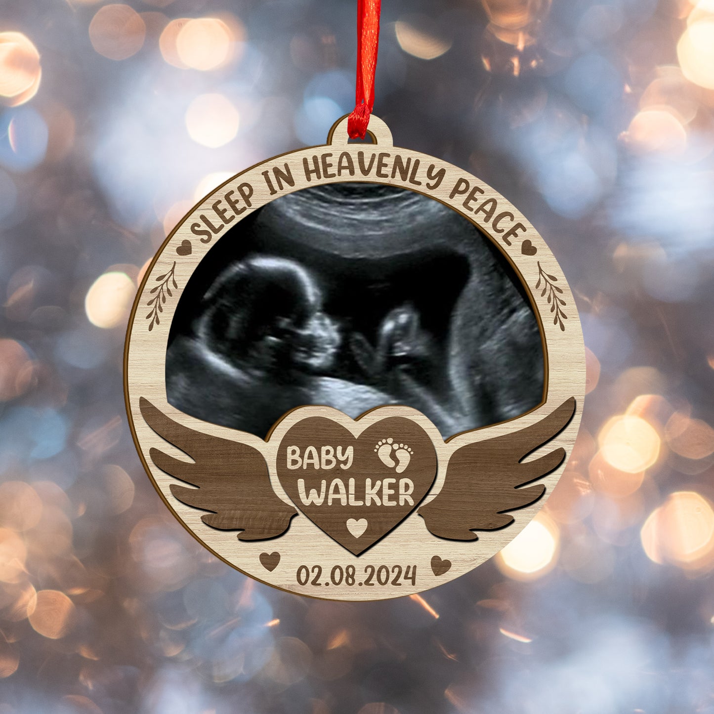 Custom Ultrasound Photo Wood and Acrylic Ornament