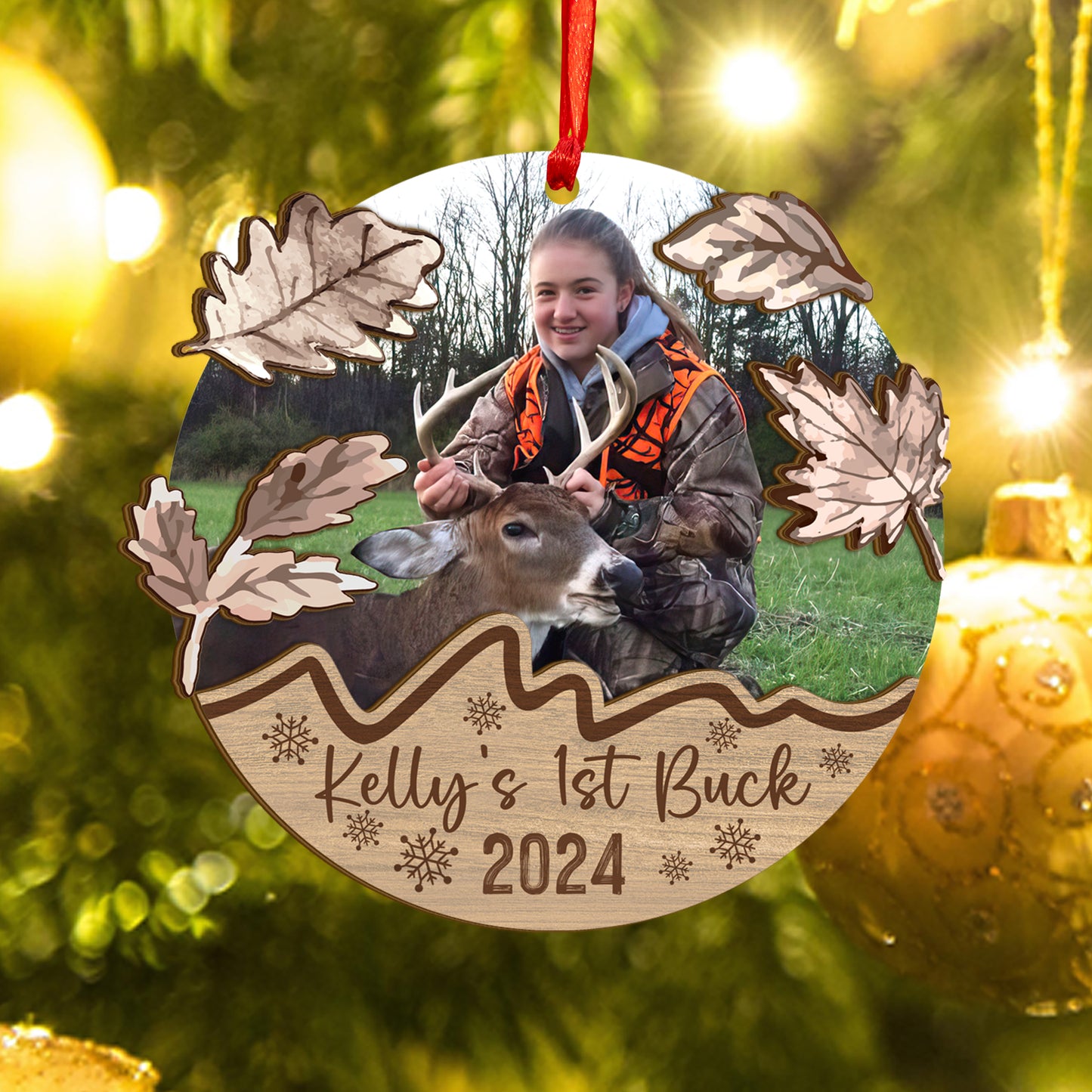 Custom Hunting Photo Wood and Acrylic Ornament