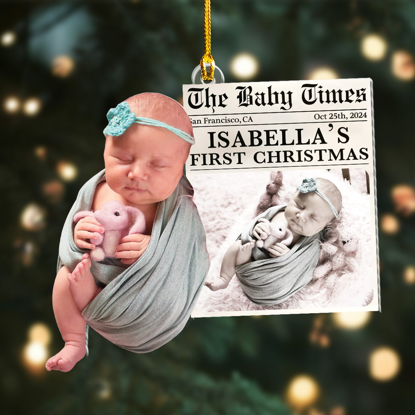 Custom Baby Photo Newspaper Ornament