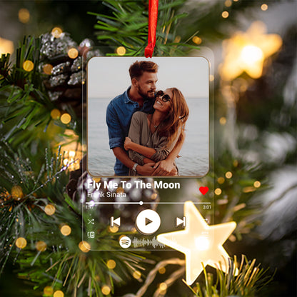 Custom Photo Couple Music Player Wood and Acrylic Ornament