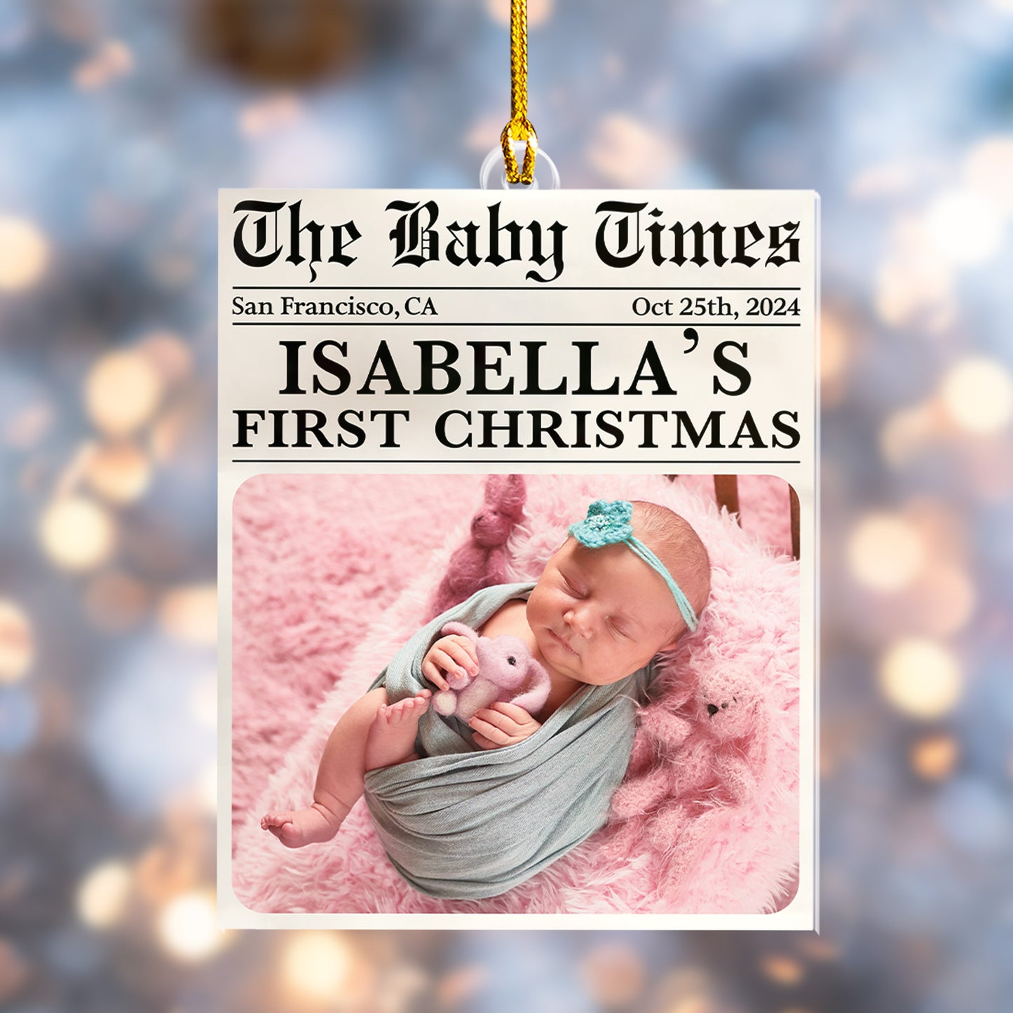 Custom Baby Photo Newspaper Ornament