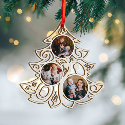 Custom Photos Family Tree Wood and Acrylic Ornament