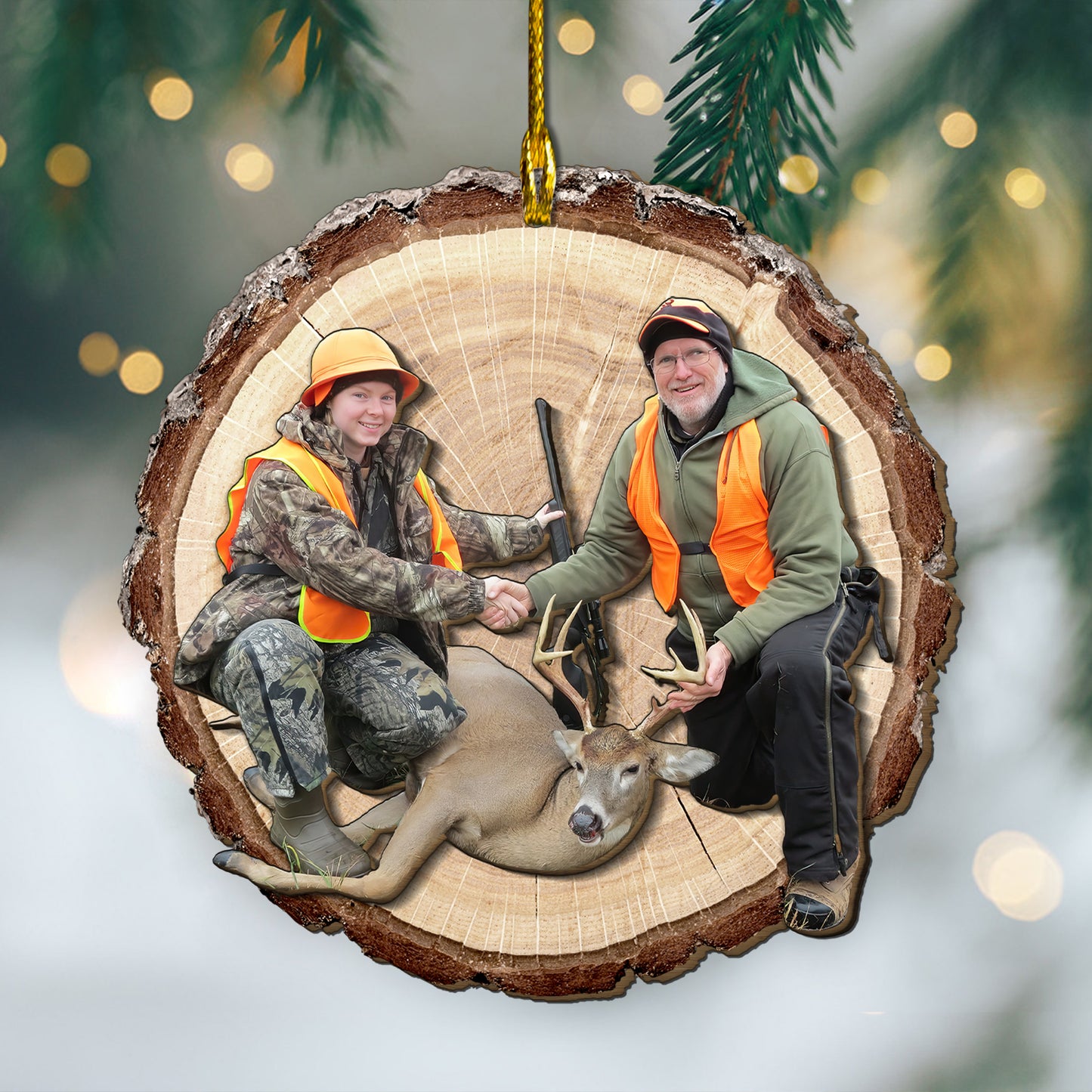 Custom Hunting 2-Layer Wood Ornament