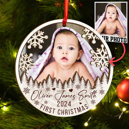 Custom Baby Photo Wood and Acrylic Ornament