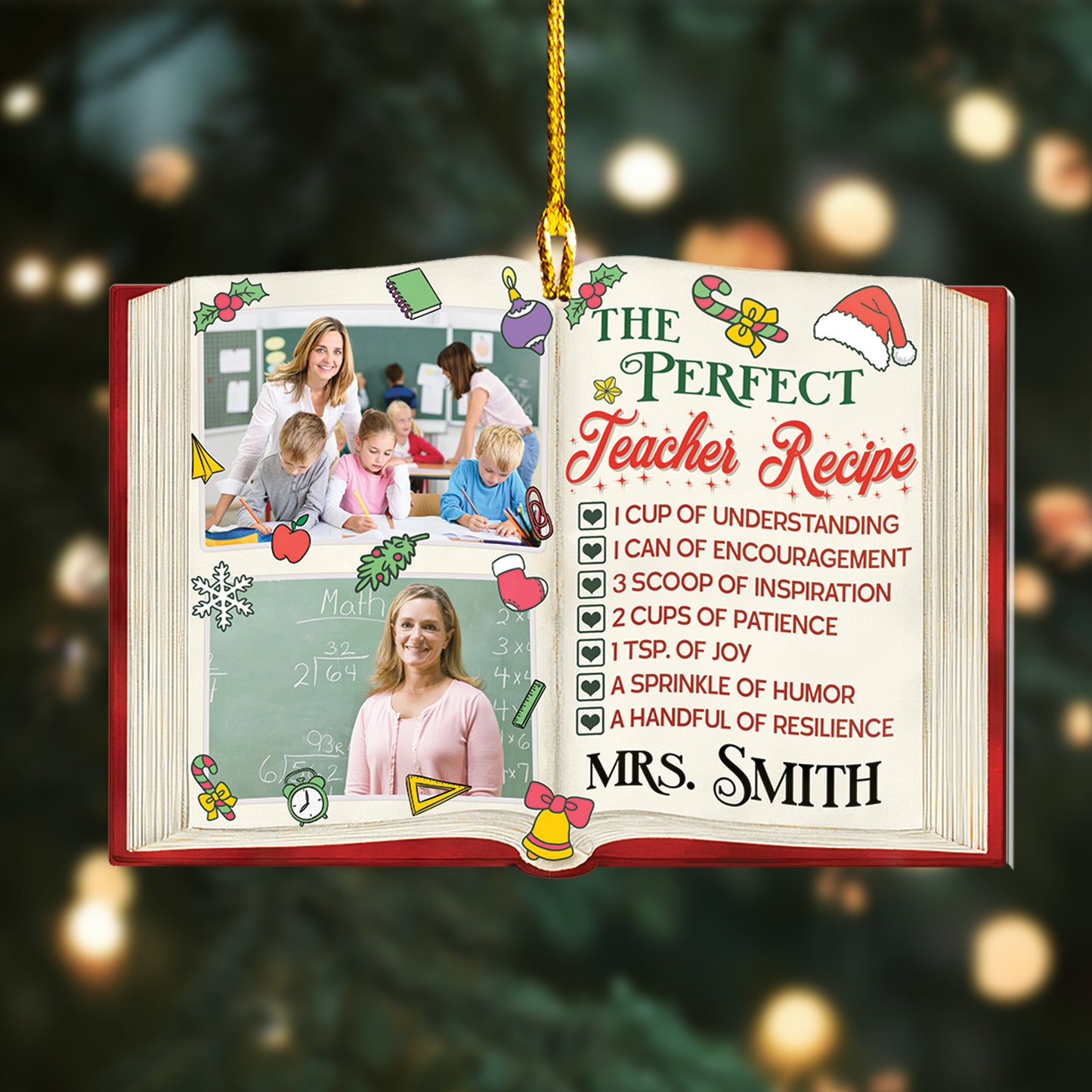 Custom Teacher Photo The Perfect Teacher Recipe Ornament