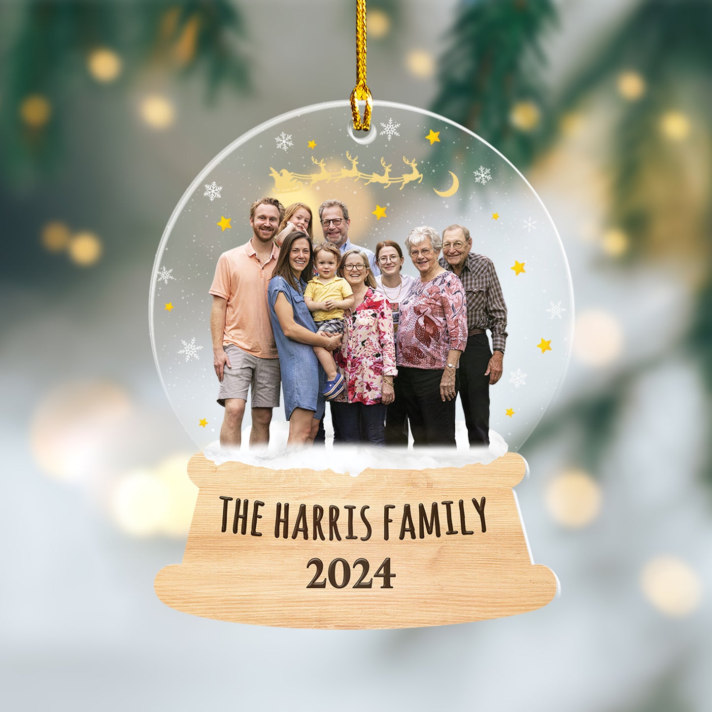 Custom Family Photo Snowball Acrylic Ornament