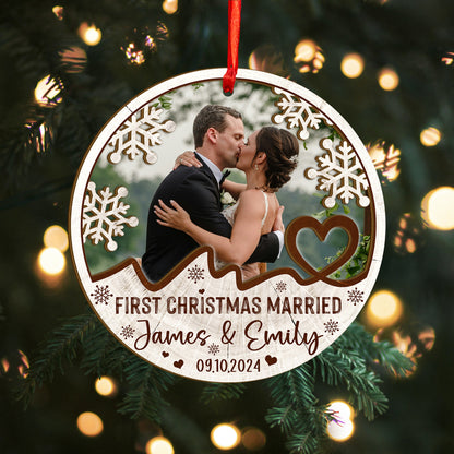 Custom Wedding Photo Wood and Acrylic Ornament