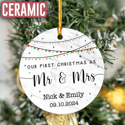 Custom Couple Name Mr And Mrs Wedding Ornament