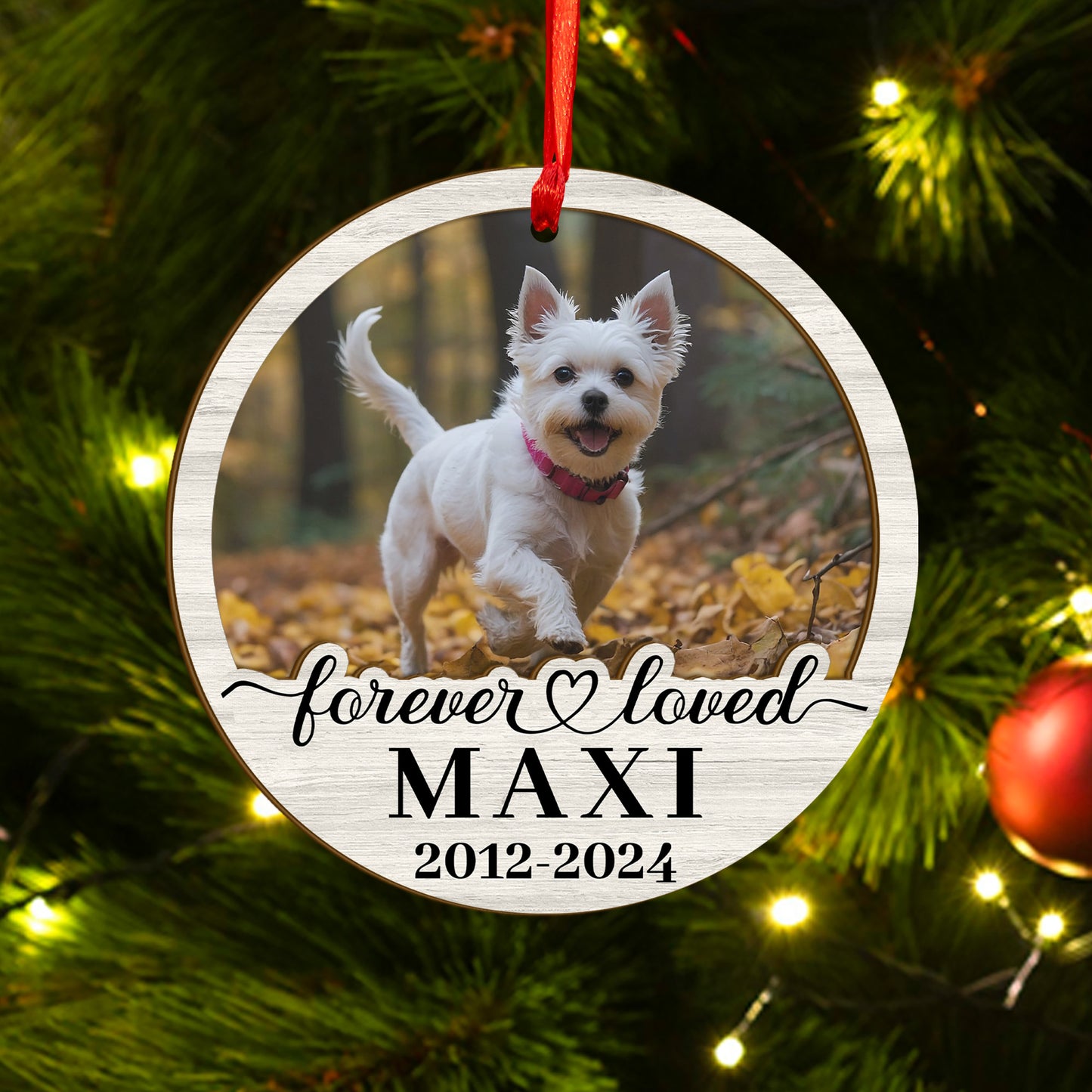 Custom Photo Memorial Dog Wood and Acrylic Ornament