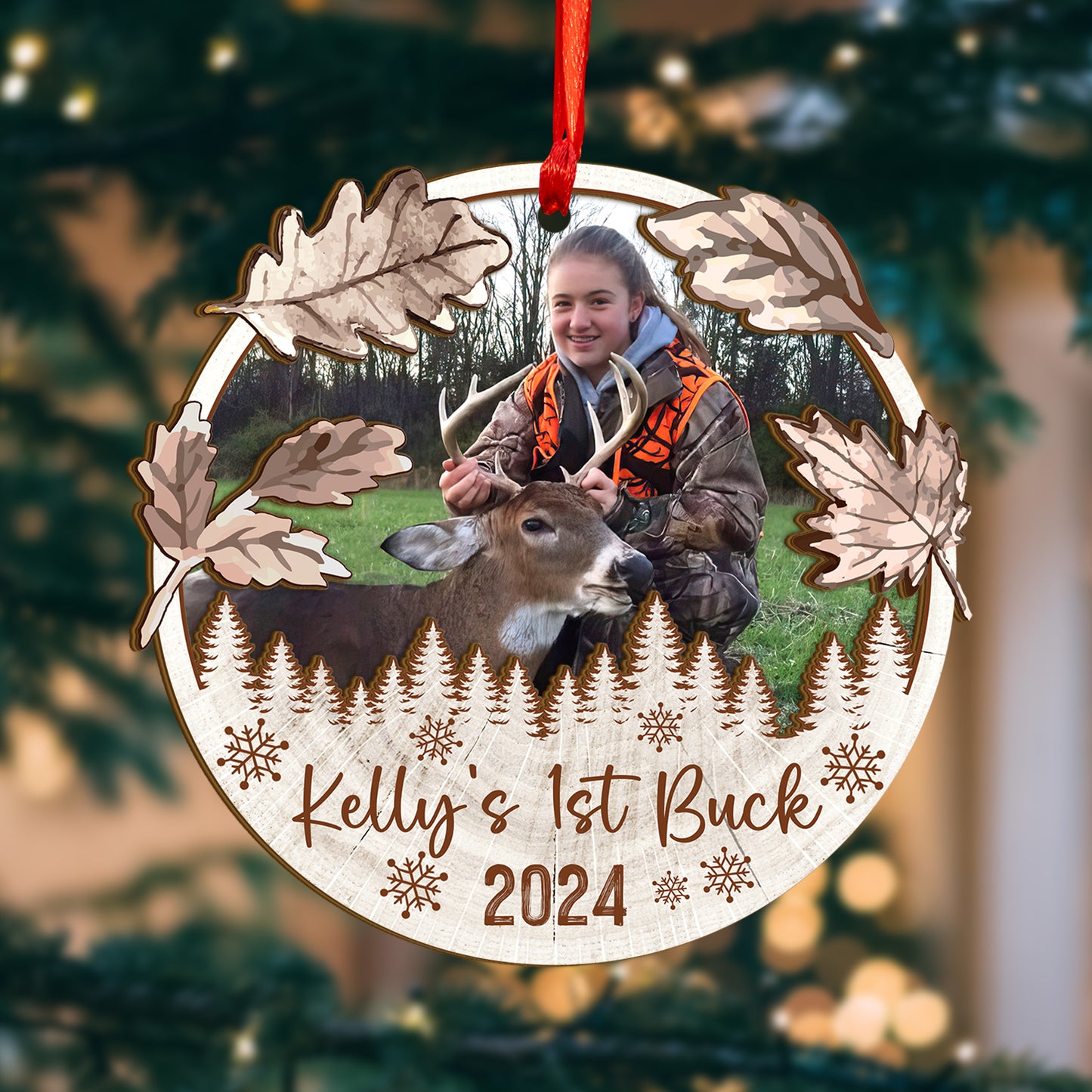 Custom Hunting Photo Wood and Acrylic Ornament