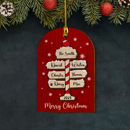 Custom Family Names 2-Layer Wood Ornament