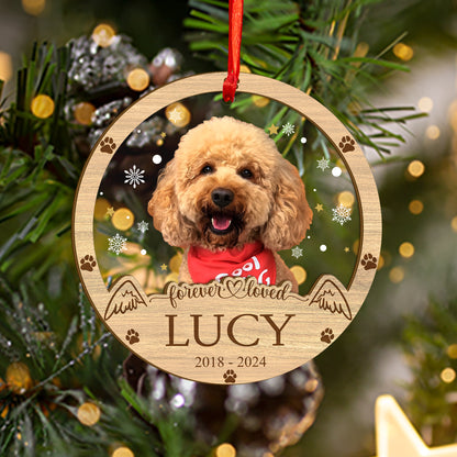 Custom Photo Memorial Dog Wood and Acrylic Ornament