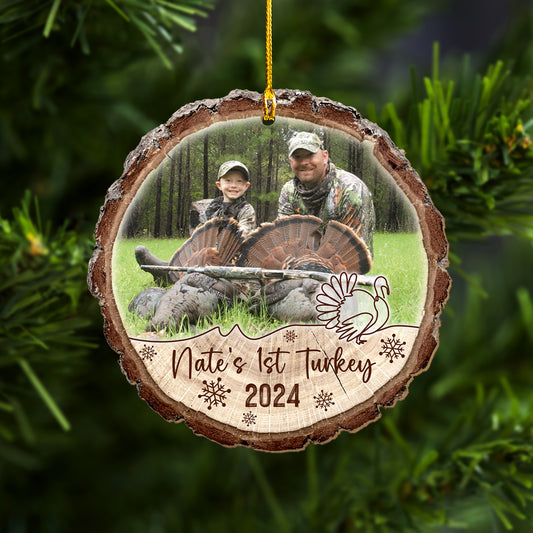 Custom Turkey Hunting Photo Wood Slice Ornament