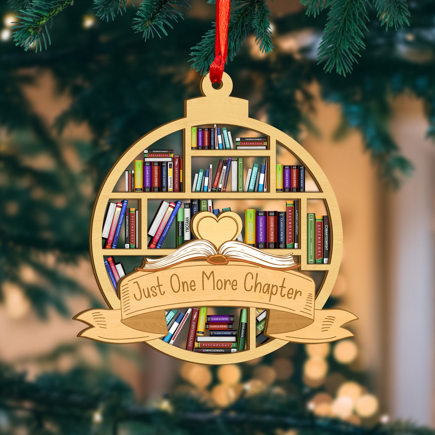 Custom Book Lovers Christmas Wood and Acrylic Ornament