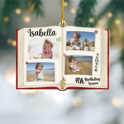 Custom Photo Book Birthday Ornament