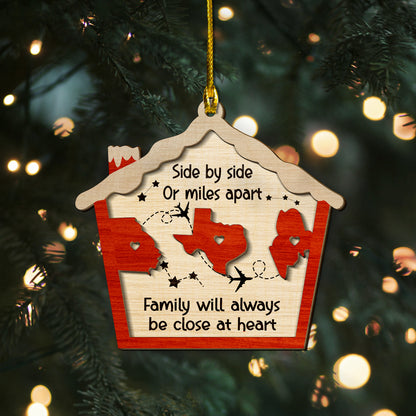 Custom Long Distance Family Christmas 2-Layer Wood Ornament