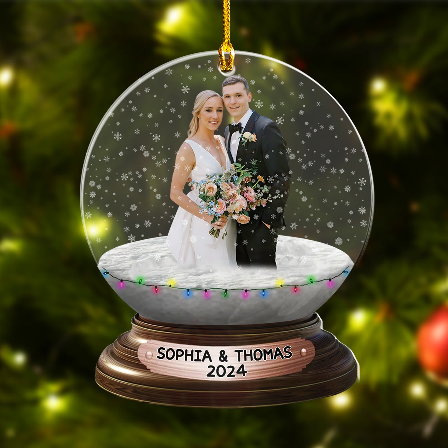 Custom Wedding Photo Snowball Ornament