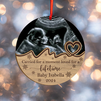 Custom Ultrasound Memorial Photo Wood and Acrylic Ornament