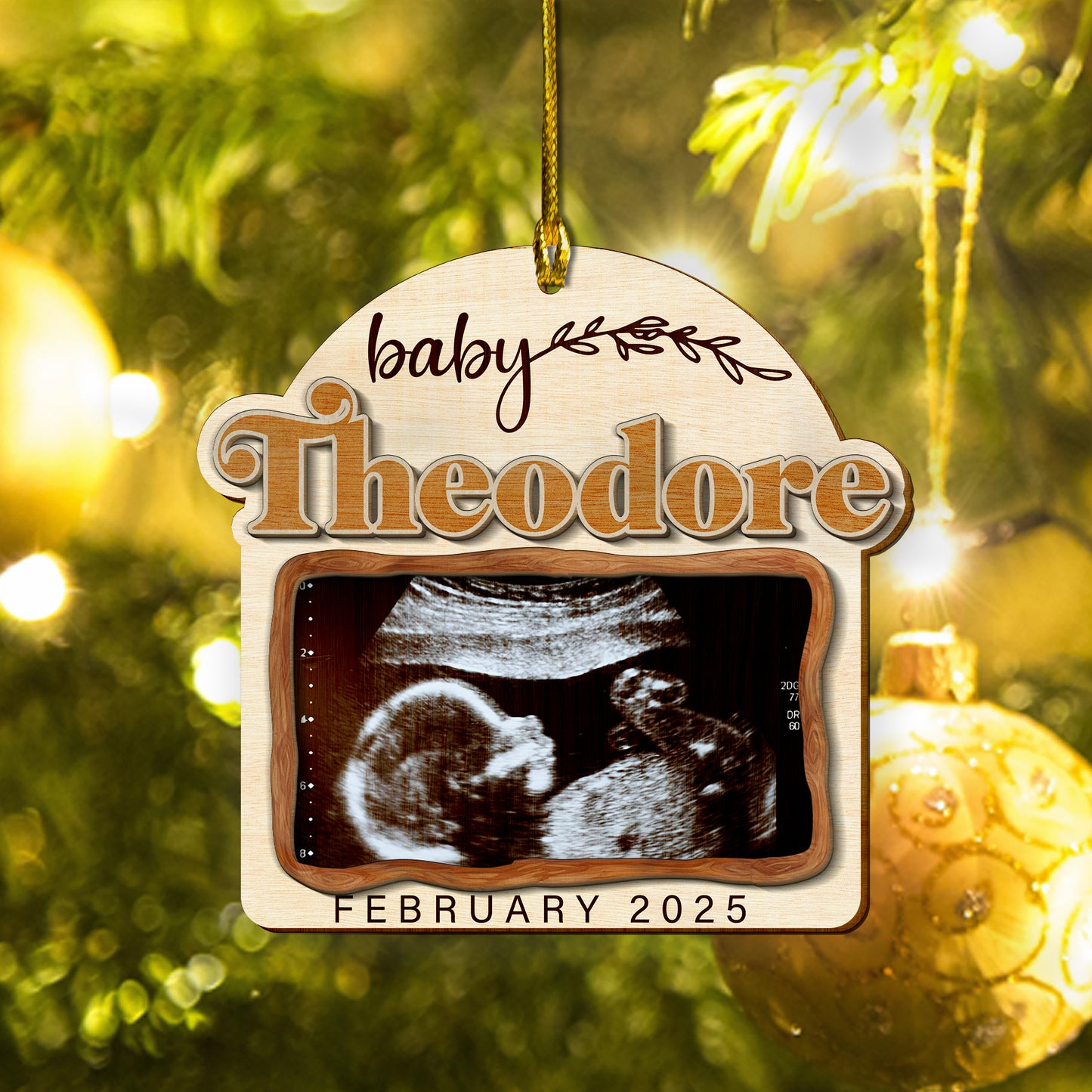 Custom Photo Ultrasound Baby 2-Layer Wood Ornament