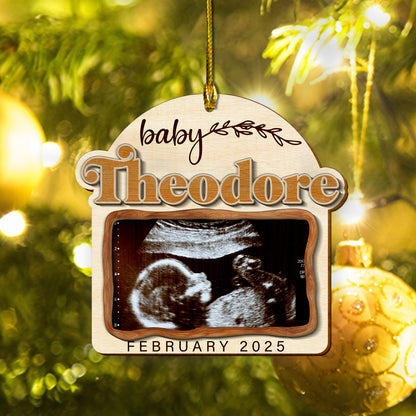 Custom Photo Ultrasound Baby 2-Layer Wood Ornament