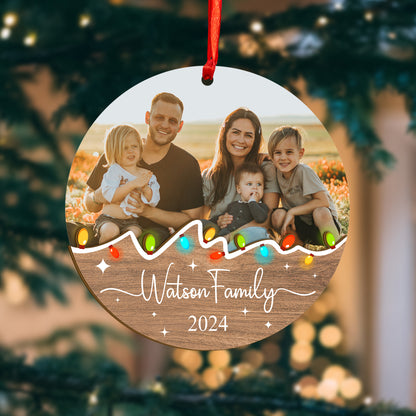 Custom Photo Family Wood and Acrylic Ornament