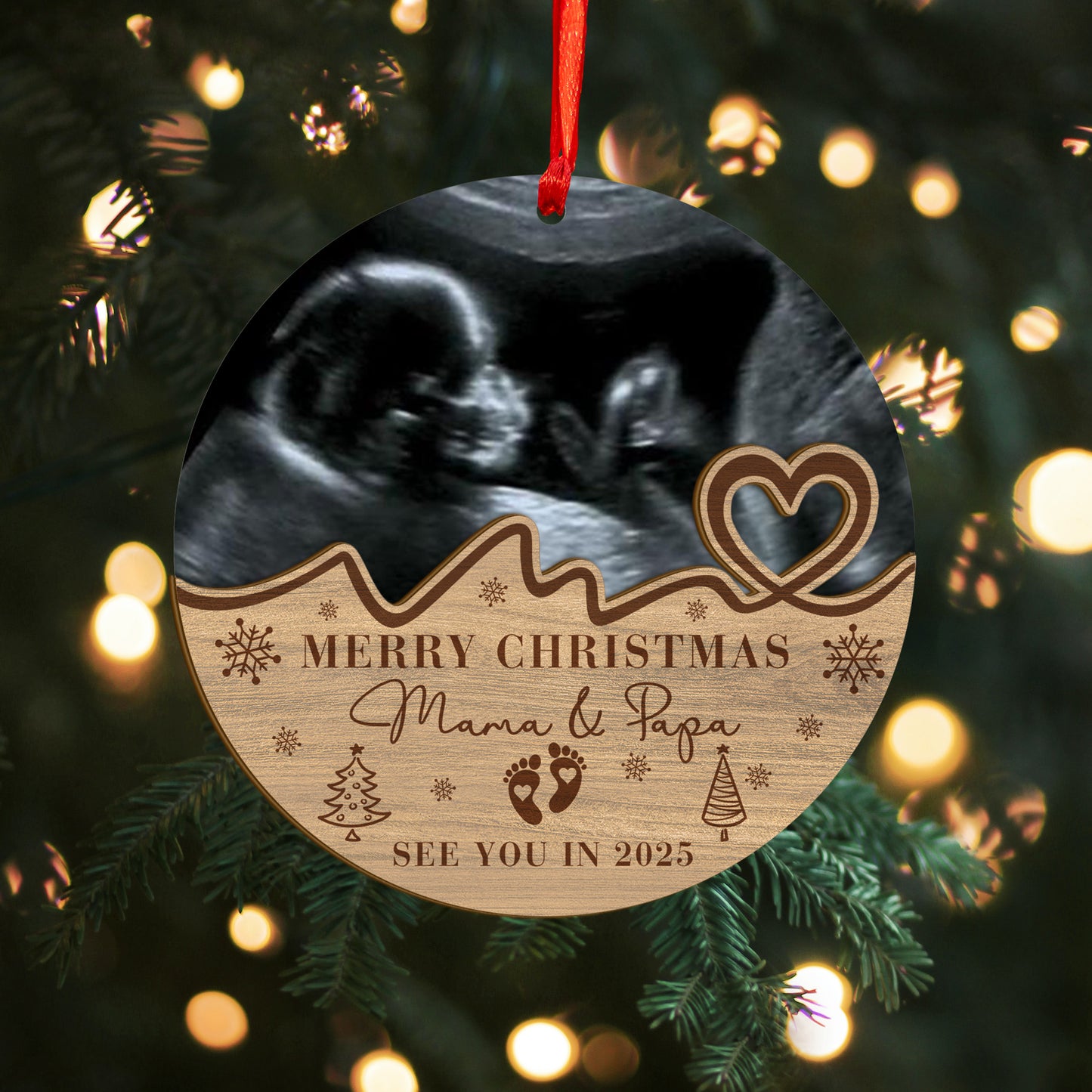 Custom Ultrasound Photo Baby Wood and Acrylic Ornament