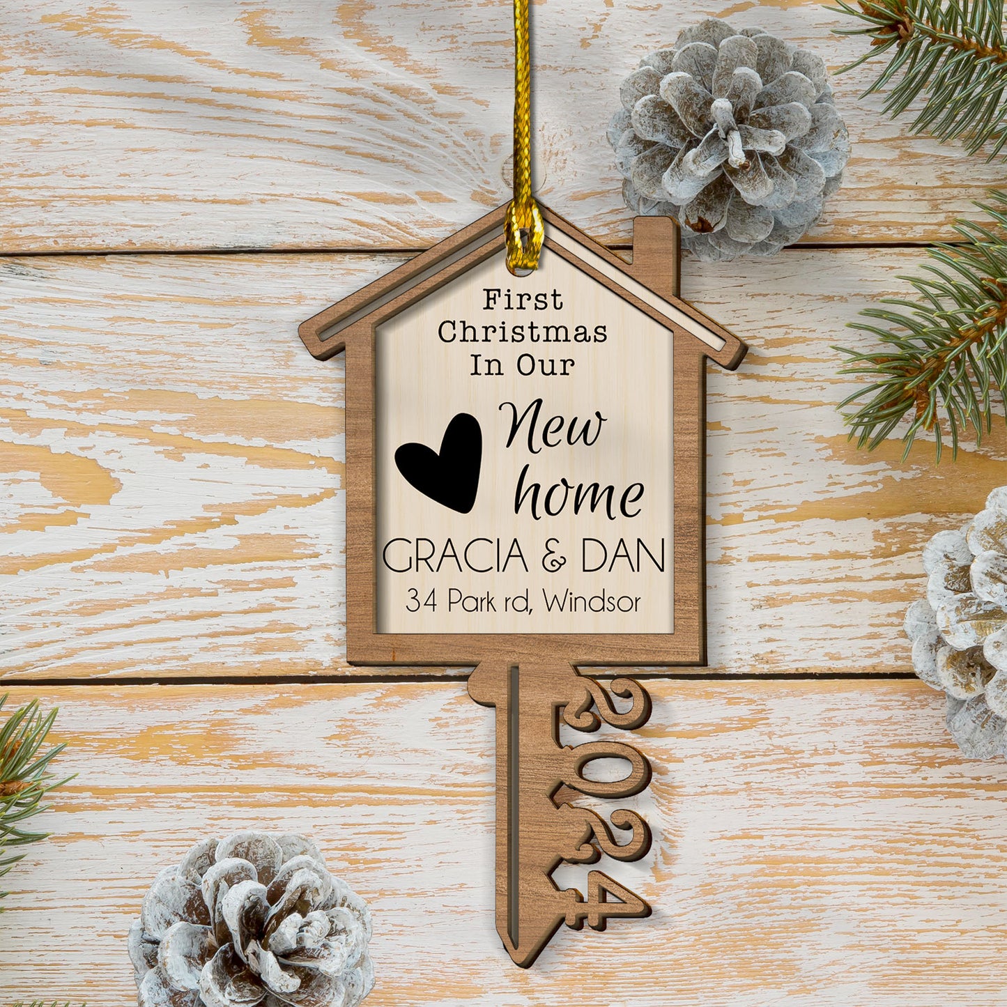 Custom New Home 2024 2-Layers Wood Ornament