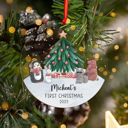 Custom Baby First Christmas Wood and Acrylic Ornament