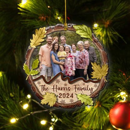 Custom Family Photo 2-Layers Wood Slice Ornament