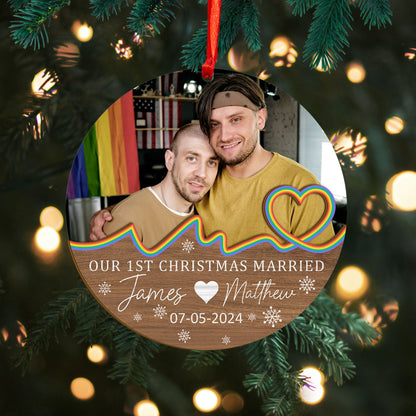 Custom LGBTQ Photo Wood and Acrylic Ornament