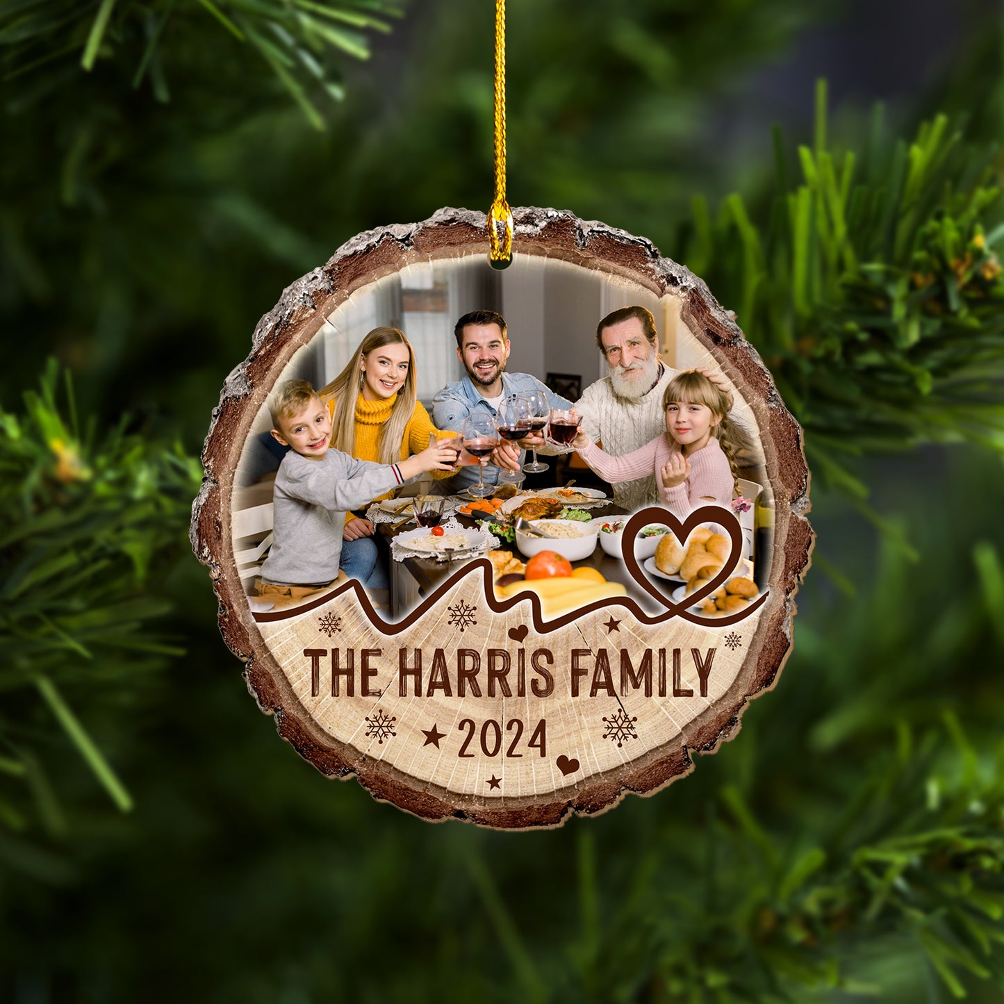 Custom Family Wood Slice Ornament