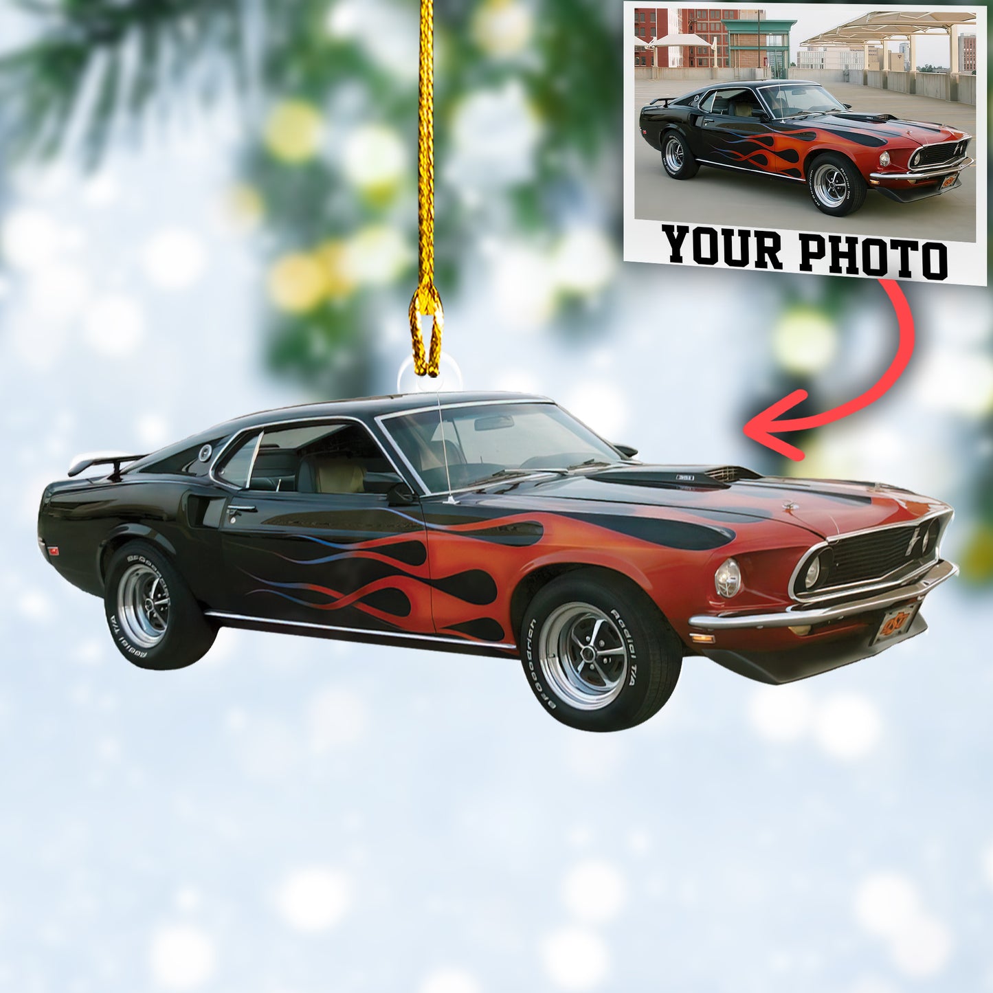 Custom Muscle Car Photo Ornament