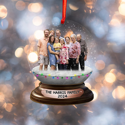 Custom Photo Family Snowball Wood and Acrylic Ornament