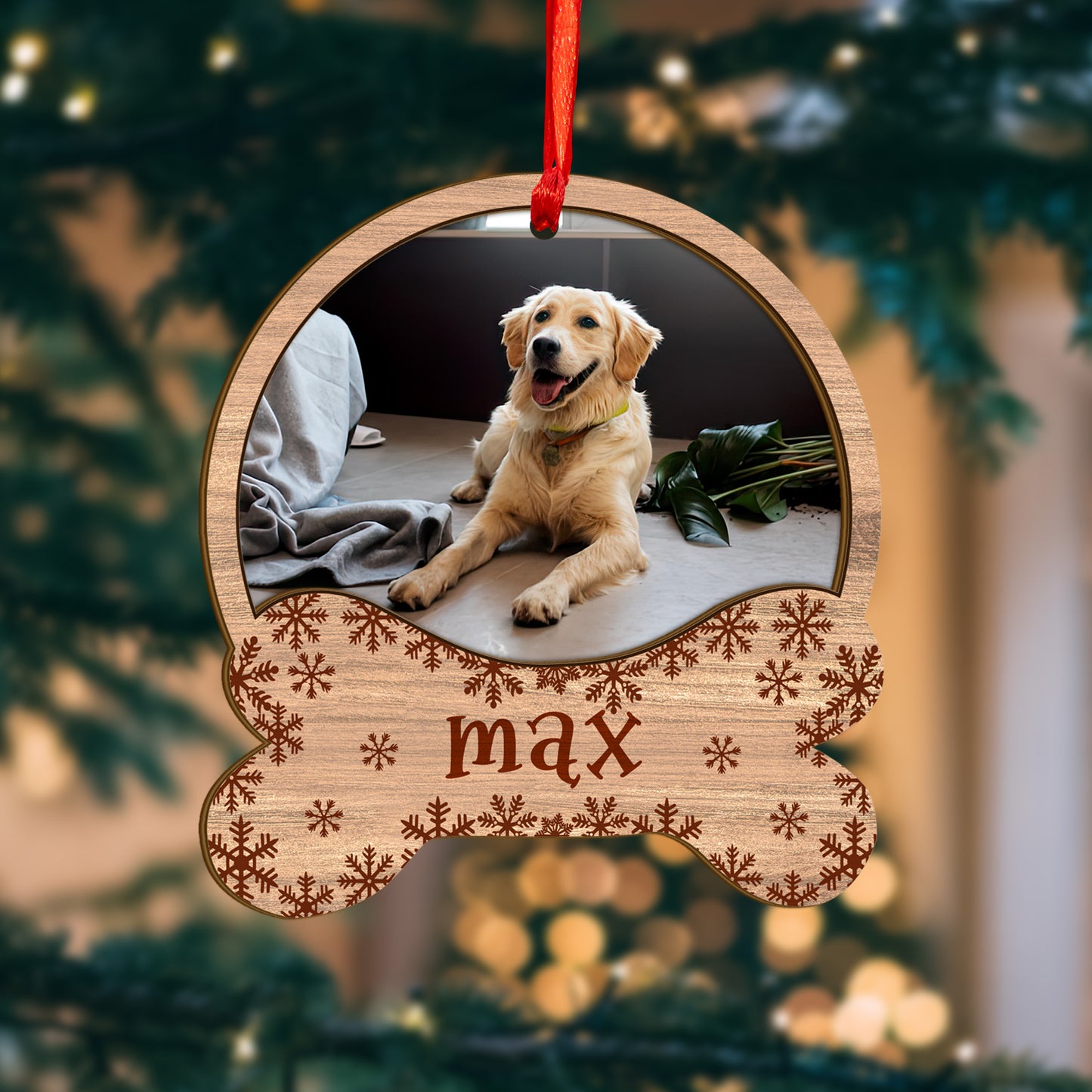 Custom Photo Dog Wood and Acrylic Ornament