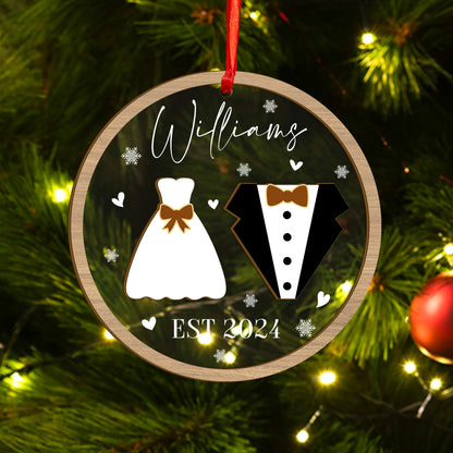 Custom Wedding Wood and Acrylic Ornament