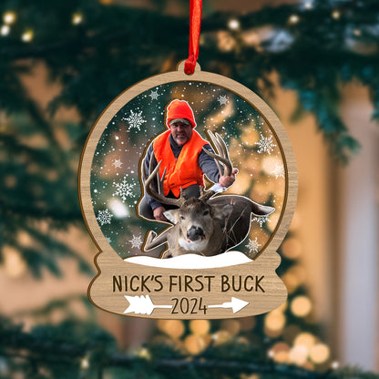 Custom Hunting Photo Snowball Wood and Acrylic Ornament