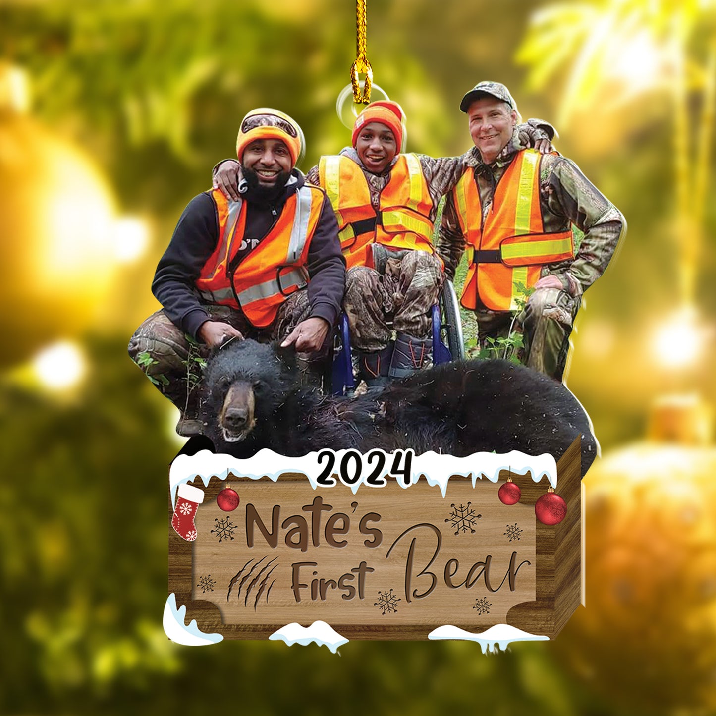 Custom Bear Hunting Photo Ornament