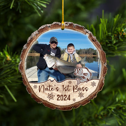 Custom Fishing Photo Wood Slice Ornament