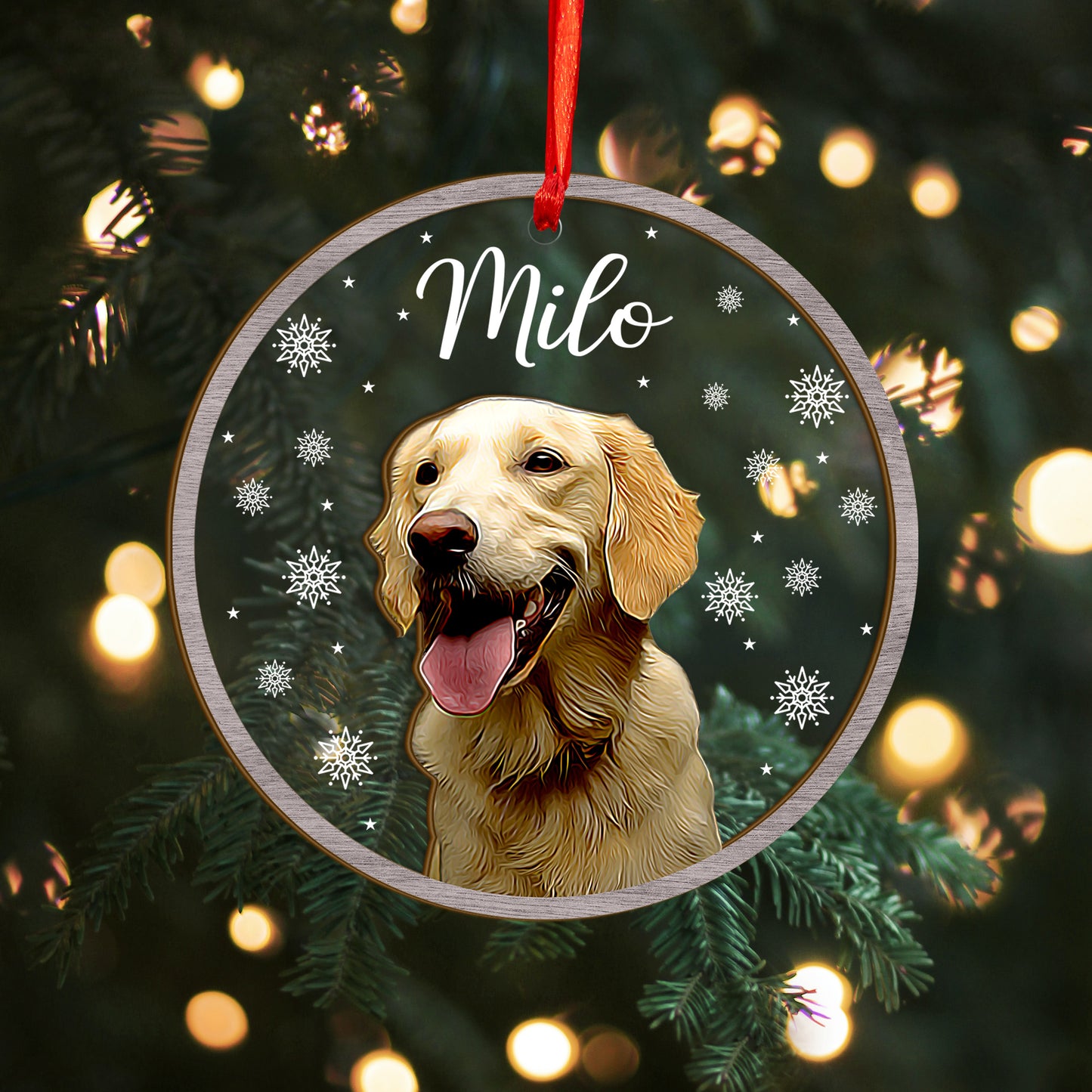 Custom Photo Dog Wood and Acrylic Ornament