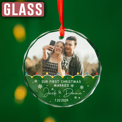 Custom Couple Name Our First Christmas Married Wedding Ornament