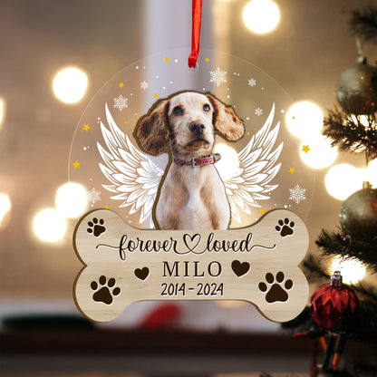 Custom Photo Memorial Dog Wood and Acrylic Ornament