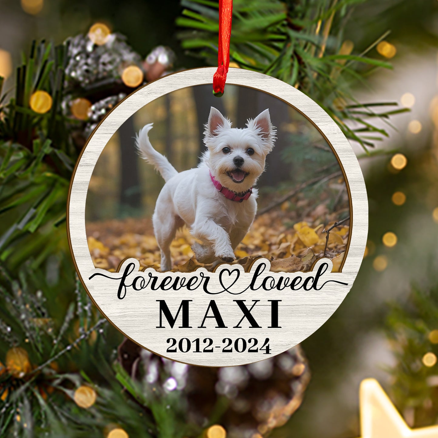 Custom Photo Memorial Dog Wood and Acrylic Ornament