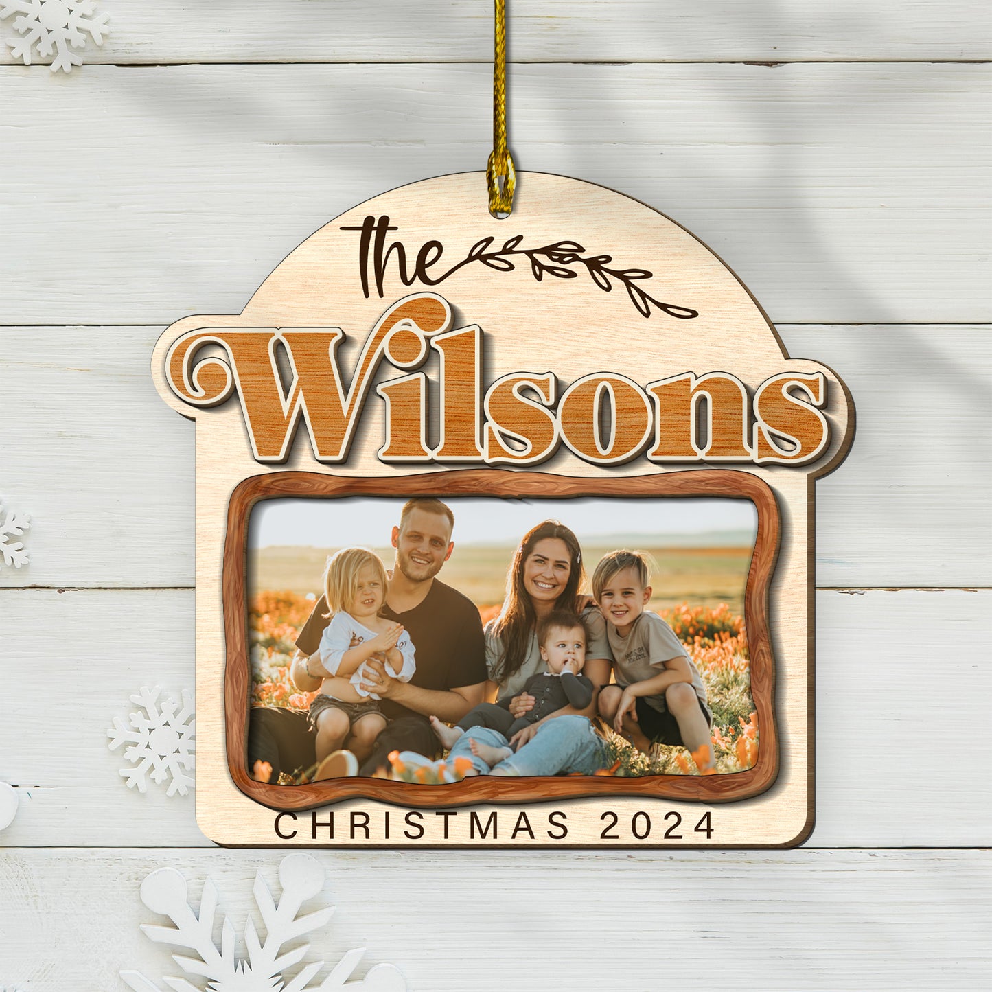 Custom Family Photo 2-Layer Wood Ornament