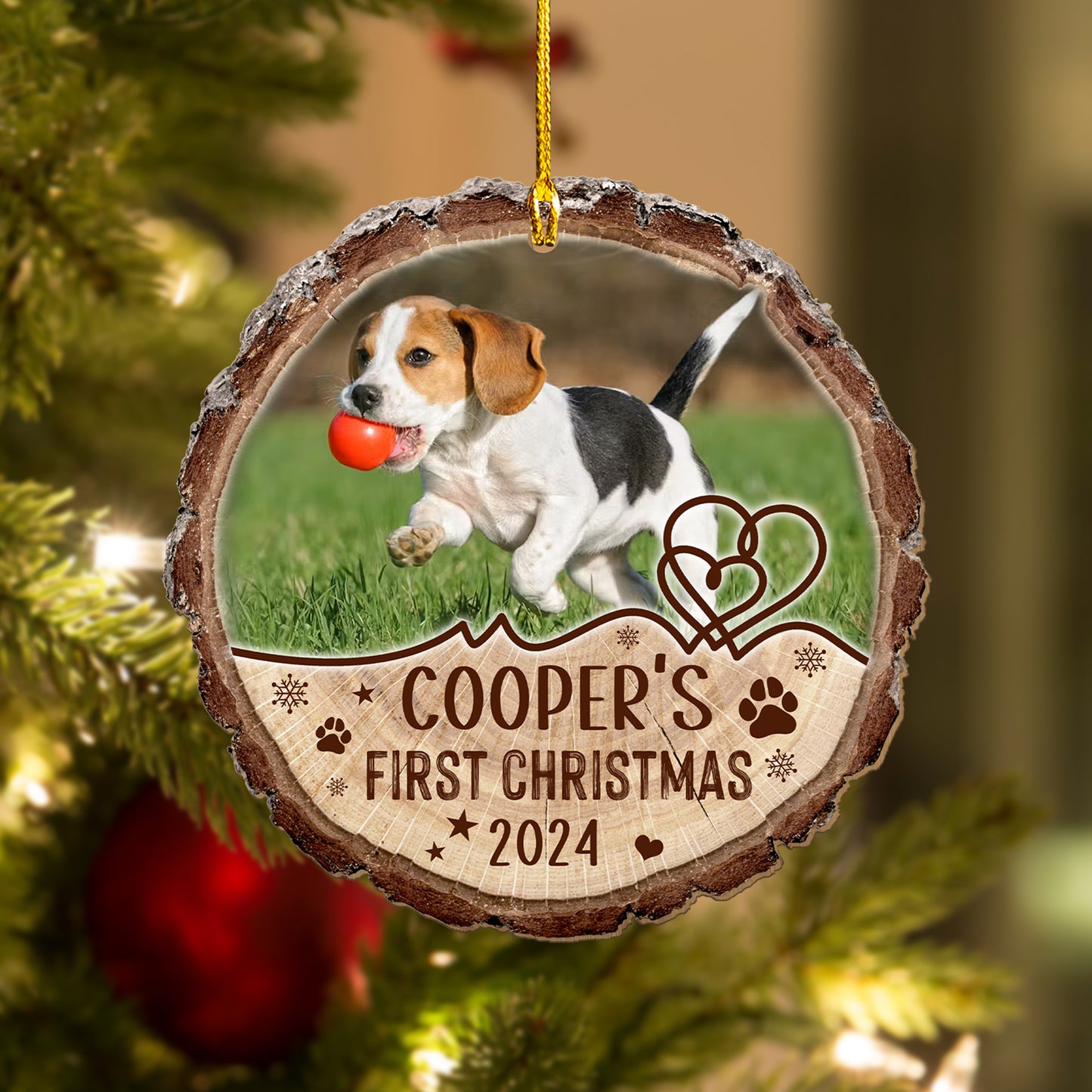 Custom Dog Photo Wood Ornament