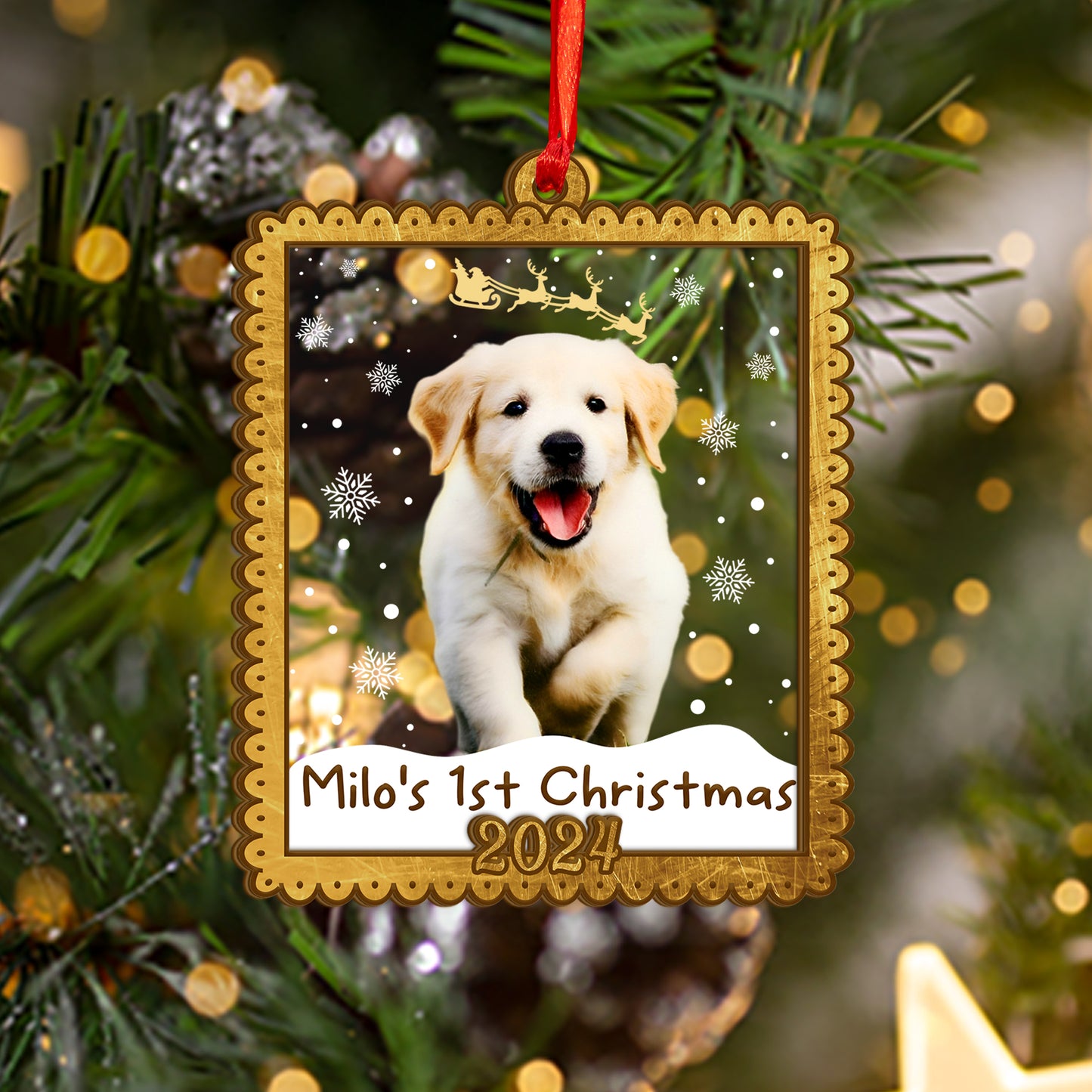 Custom Dog Photo Wood and Acrylic Ornament