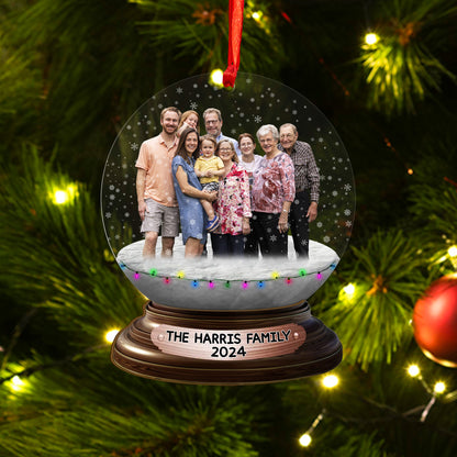 Custom Photo Family Snowball Wood and Acrylic Ornament